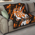 Personalised Perth Scorchers Cricket Fan Pride Quilt Dynamic Flaming Dragon Art With Perth City Skyline