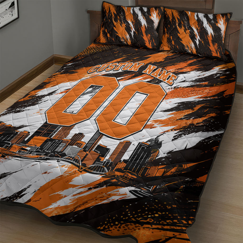 Personalised Perth Scorchers Cricket Fan Pride Quilt Bed Set Dynamic Flaming Dragon Art With Perth City Skyline