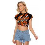 Personalised Perth Scorchers Cricket Fan Pride Raglan Cropped T Shirt Dynamic Flaming Dragon Art With Perth City Skyline