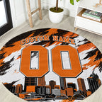 Personalised Perth Scorchers Cricket Fan Pride Round Carpet Dynamic Flaming Dragon Art With Perth City Skyline