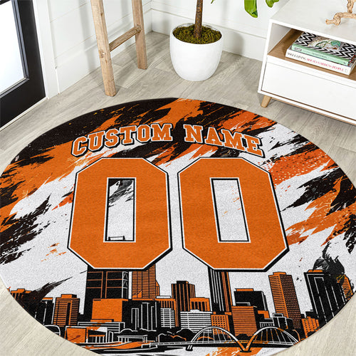 Personalised Perth Scorchers Cricket Fan Pride Round Carpet Dynamic Flaming Dragon Art With Perth City Skyline