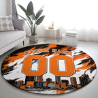 Personalised Perth Scorchers Cricket Fan Pride Round Carpet Dynamic Flaming Dragon Art With Perth City Skyline