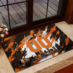 Personalised Perth Scorchers Cricket Fan Pride Rubber Doormat Dynamic Flaming Dragon Art With Perth City Skyline