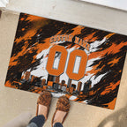 Personalised Perth Scorchers Cricket Fan Pride Rubber Doormat Dynamic Flaming Dragon Art With Perth City Skyline