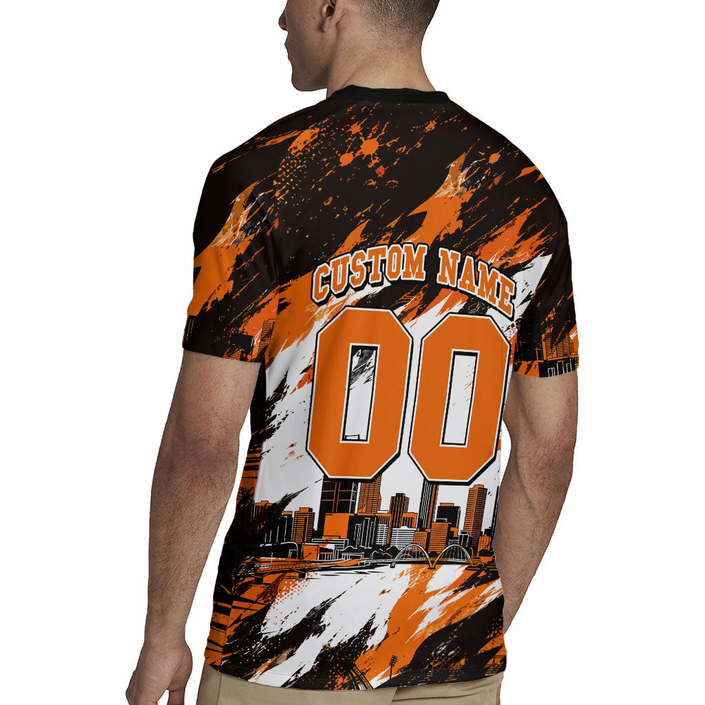 Personalised Perth Scorchers Cricket Fan Pride Rugby Jersey Dynamic Flaming Dragon Art With Perth City Skyline