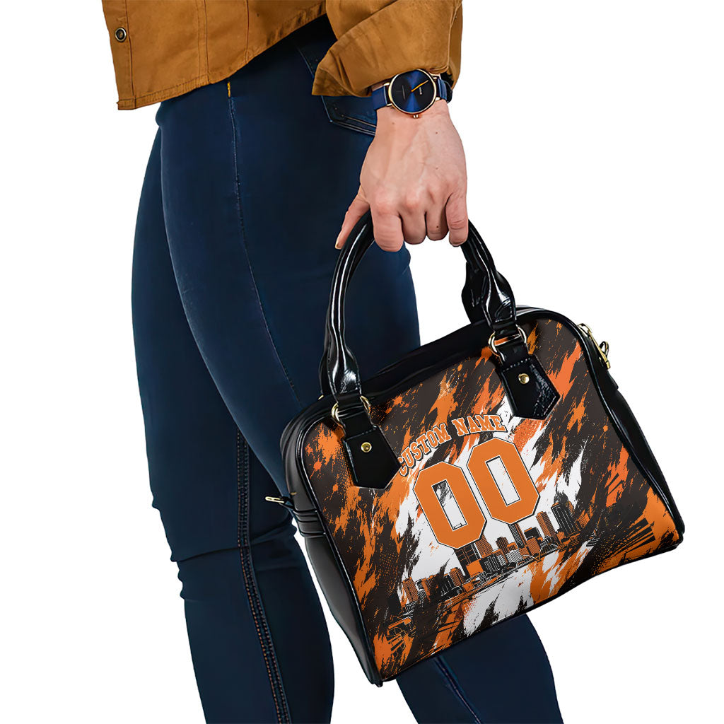 Personalised Perth Scorchers Cricket Fan Pride Shoulder Handbag Dynamic Flaming Dragon Art With Perth City Skyline