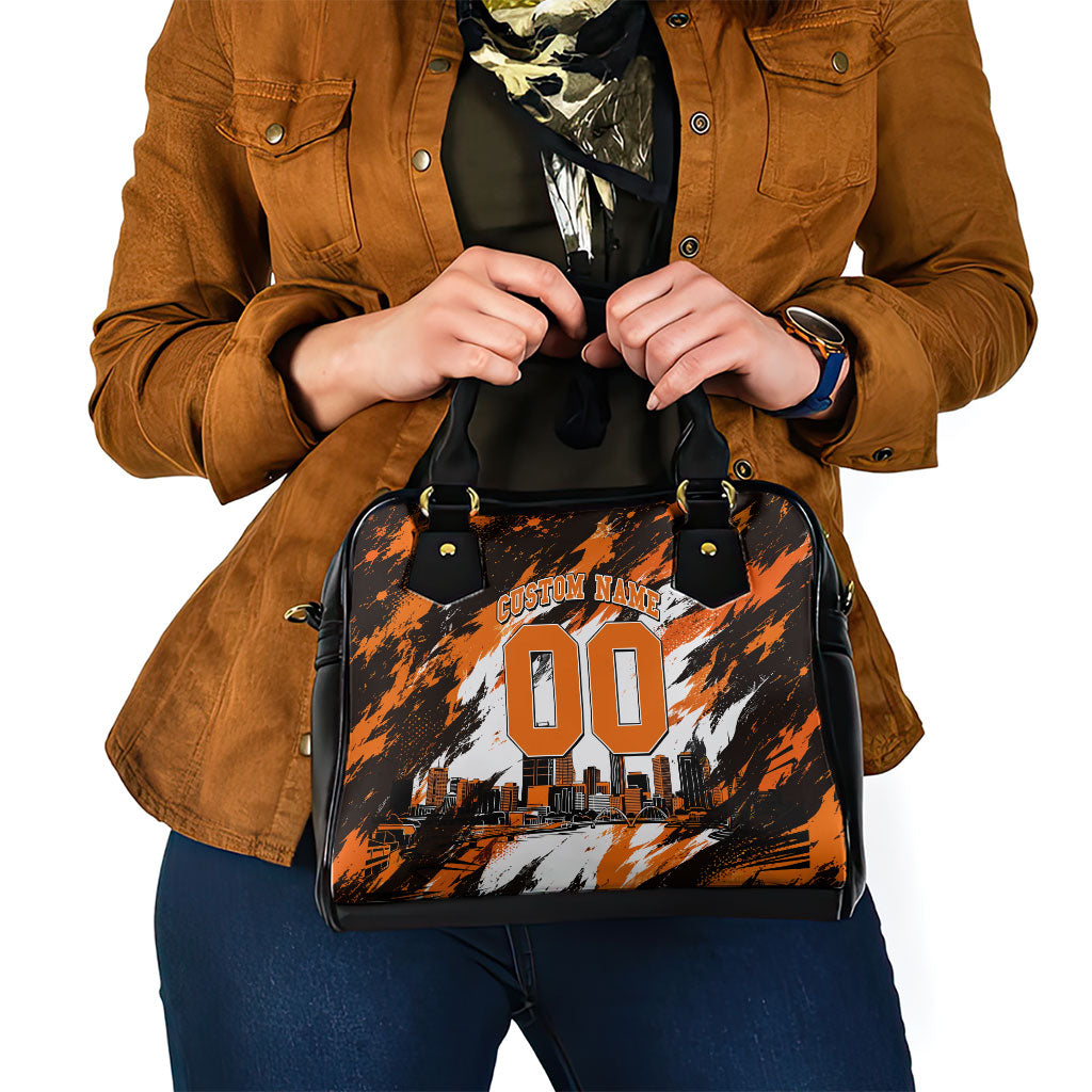 Personalised Perth Scorchers Cricket Fan Pride Shoulder Handbag Dynamic Flaming Dragon Art With Perth City Skyline