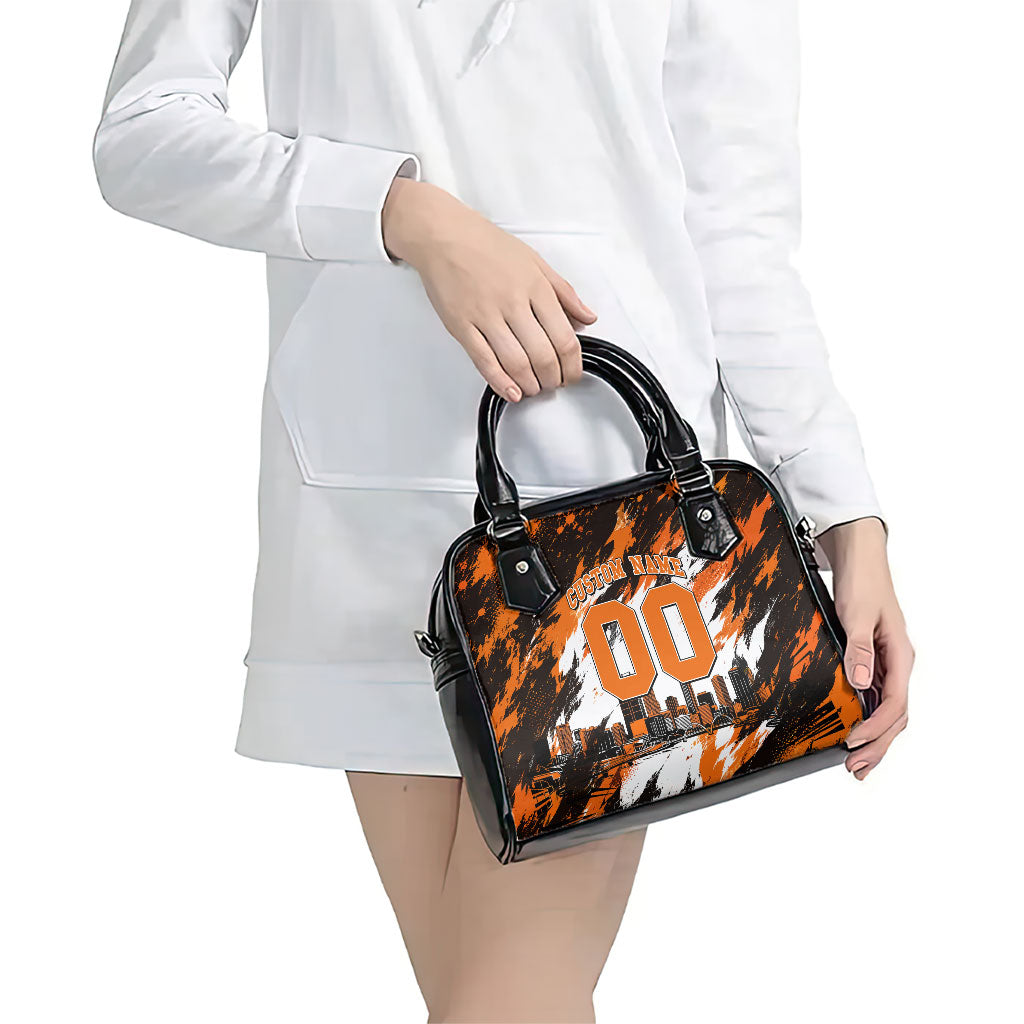 Personalised Perth Scorchers Cricket Fan Pride Shoulder Handbag Dynamic Flaming Dragon Art With Perth City Skyline