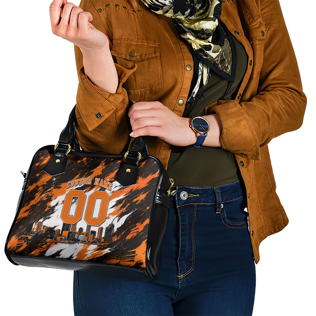 Personalised Perth Scorchers Cricket Fan Pride Shoulder Handbag Dynamic Flaming Dragon Art With Perth City Skyline