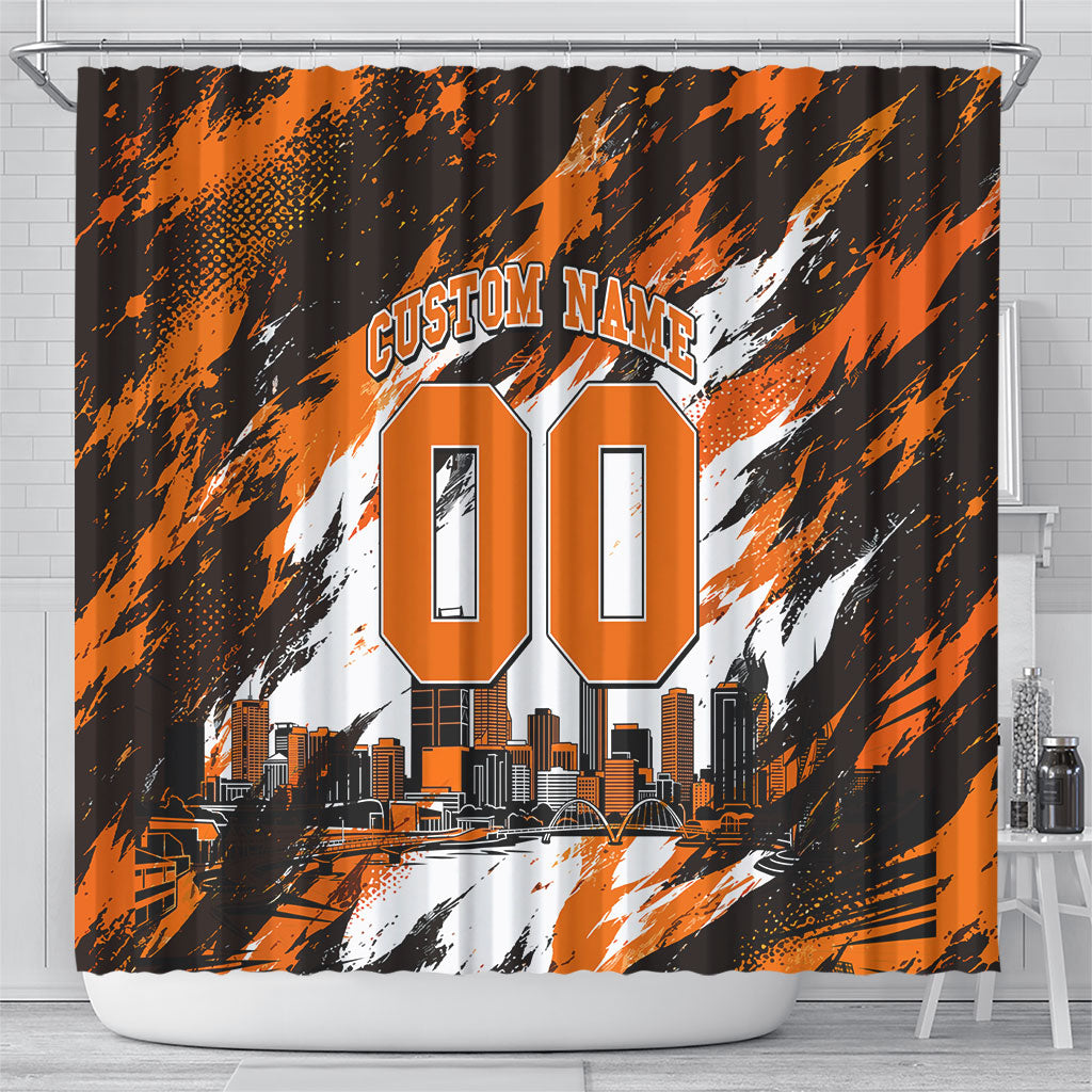 Personalised Perth Scorchers Cricket Fan Pride Shower Curtain Dynamic Flaming Dragon Art With Perth City Skyline