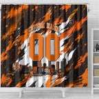 Personalised Perth Scorchers Cricket Fan Pride Shower Curtain Dynamic Flaming Dragon Art With Perth City Skyline