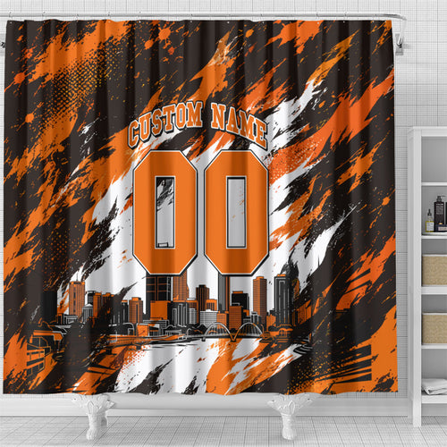Personalised Perth Scorchers Cricket Fan Pride Shower Curtain Dynamic Flaming Dragon Art With Perth City Skyline