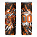 Personalised Perth Scorchers Cricket Fan Pride Skinny Tumbler Dynamic Flaming Dragon Art With Perth City Skyline
