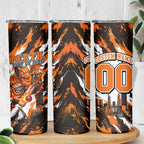 Personalised Perth Scorchers Cricket Fan Pride Skinny Tumbler Dynamic Flaming Dragon Art With Perth City Skyline