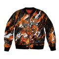 Personalised Perth Scorchers Cricket Fan Pride Sleeve Zip Bomber Jacket Dynamic Flaming Dragon Art With Perth City Skyline