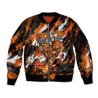 Personalised Perth Scorchers Cricket Fan Pride Sleeve Zip Bomber Jacket Dynamic Flaming Dragon Art With Perth City Skyline