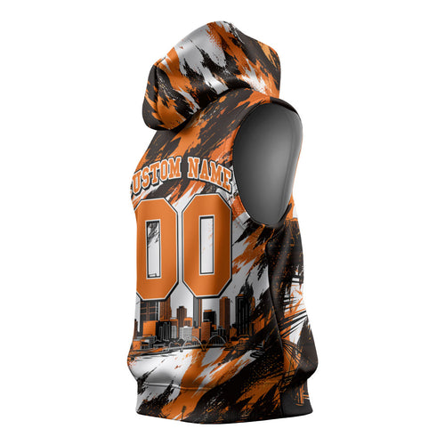 Personalised Perth Scorchers Cricket Fan Pride Sleeveless Hoodie Dynamic Flaming Dragon Art With Perth City Skyline