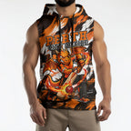 Personalised Perth Scorchers Cricket Fan Pride Sleeveless Hoodie Dynamic Flaming Dragon Art With Perth City Skyline