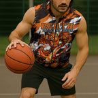 Personalised Perth Scorchers Cricket Fan Pride Sleeveless Zip Hoodie Dynamic Flaming Dragon Art With Perth City Skyline