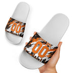 Personalised Perth Scorchers Cricket Fan Pride Slide Sandals Dynamic Flaming Dragon Art With Perth City Skyline