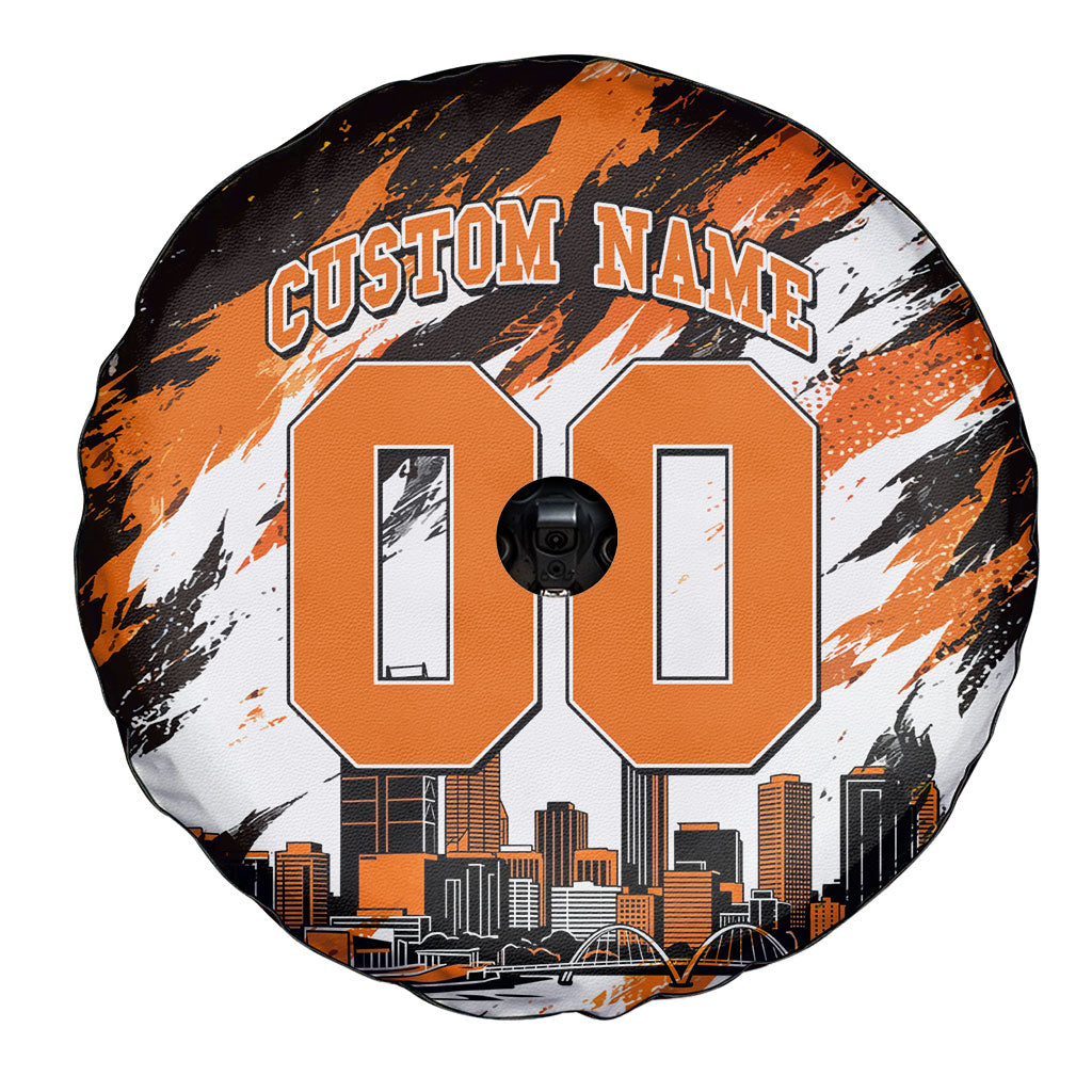 Personalised Perth Scorchers Cricket Fan Pride Spare Tire Cover Dynamic Flaming Dragon Art With Perth City Skyline