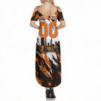 Personalised Perth Scorchers Cricket Fan Pride Summer Maxi Dress Dynamic Flaming Dragon Art With Perth City Skyline