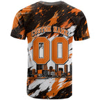 Personalised Perth Scorchers Cricket Fan Pride T Shirt Dynamic Flaming Dragon Art With Perth City Skyline