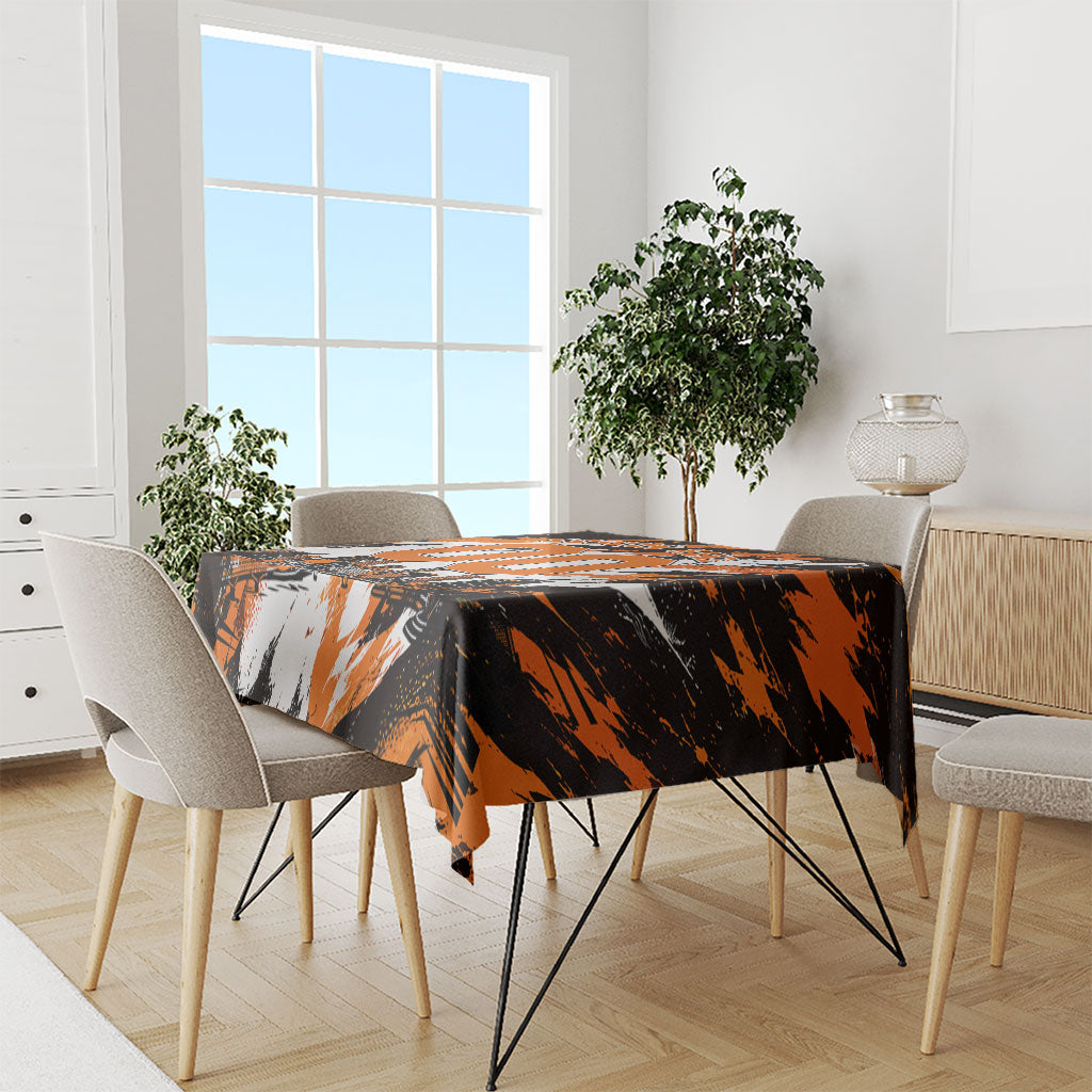 Personalised Perth Scorchers Cricket Fan Pride Tablecloth Dynamic Flaming Dragon Art With Perth City Skyline