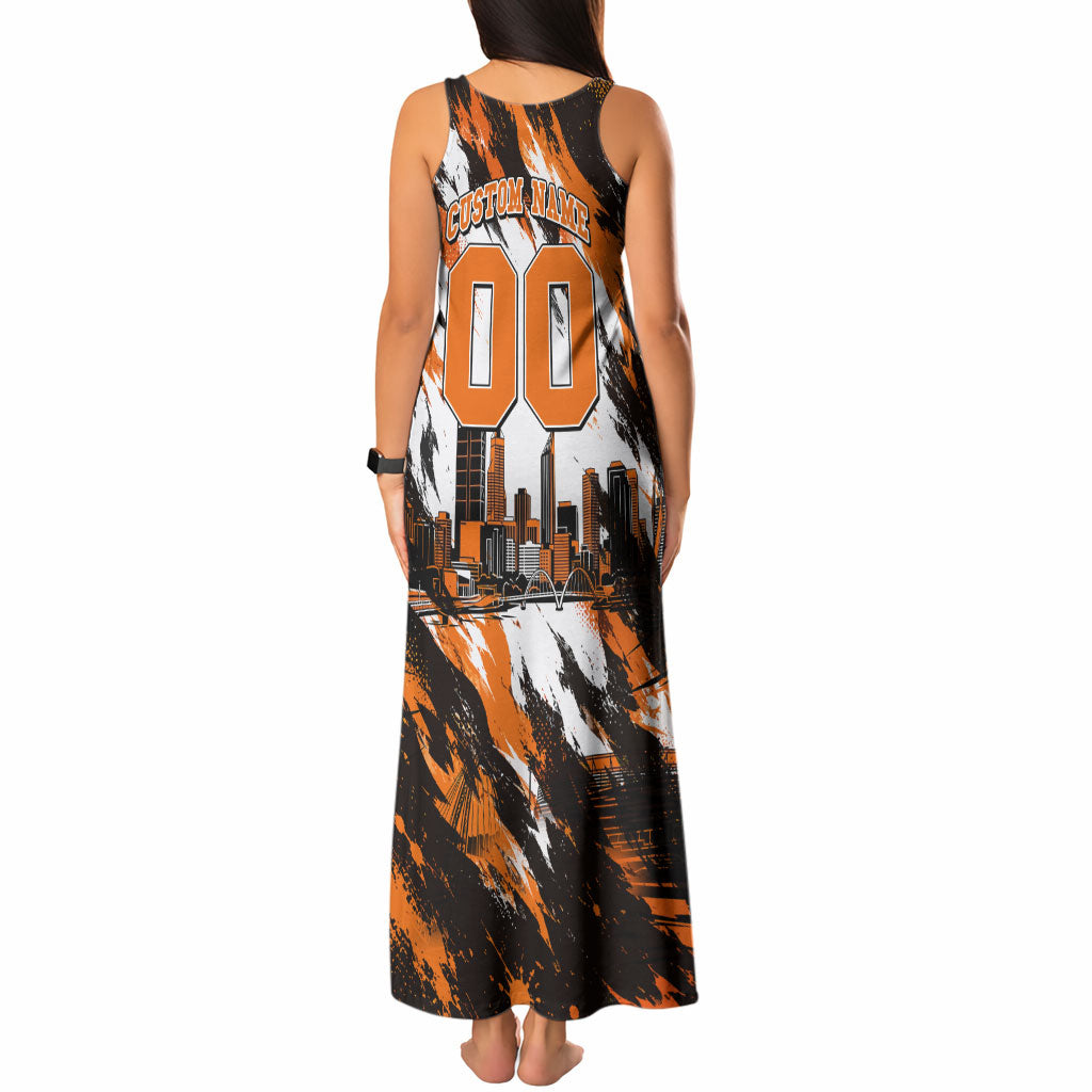 Personalised Perth Scorchers Cricket Fan Pride Tank Maxi Dress Dynamic Flaming Dragon Art With Perth City Skyline