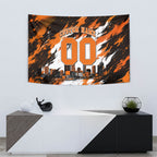 Personalised Perth Scorchers Cricket Fan Pride Tapestry Dynamic Flaming Dragon Art With Perth City Skyline