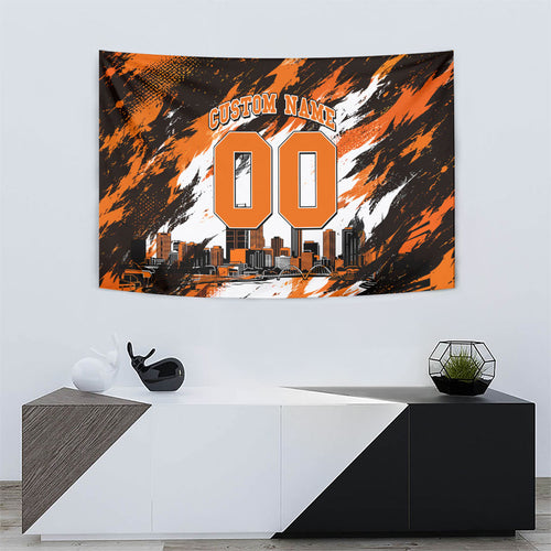 Personalised Perth Scorchers Cricket Fan Pride Tapestry Dynamic Flaming Dragon Art With Perth City Skyline