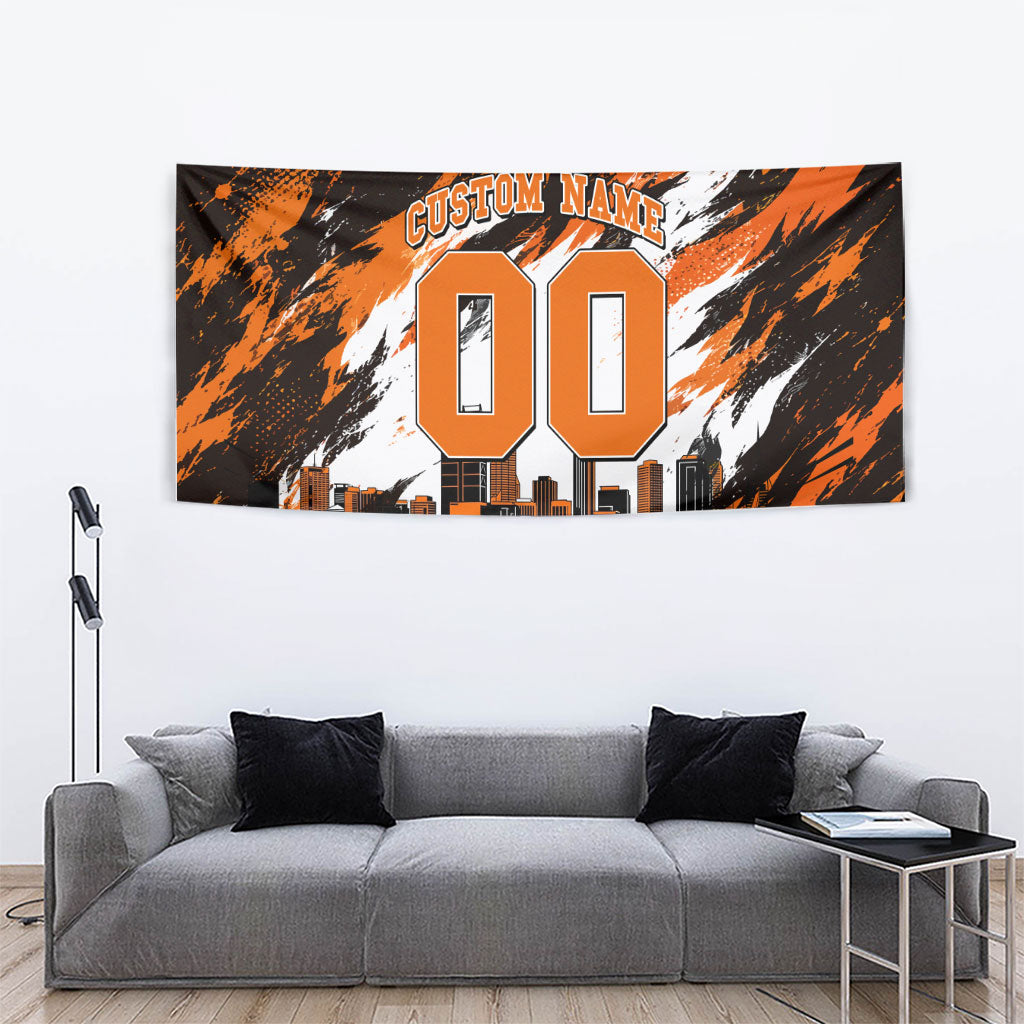 Personalised Perth Scorchers Cricket Fan Pride Tapestry Dynamic Flaming Dragon Art With Perth City Skyline