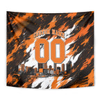 Personalised Perth Scorchers Cricket Fan Pride Tapestry Dynamic Flaming Dragon Art With Perth City Skyline