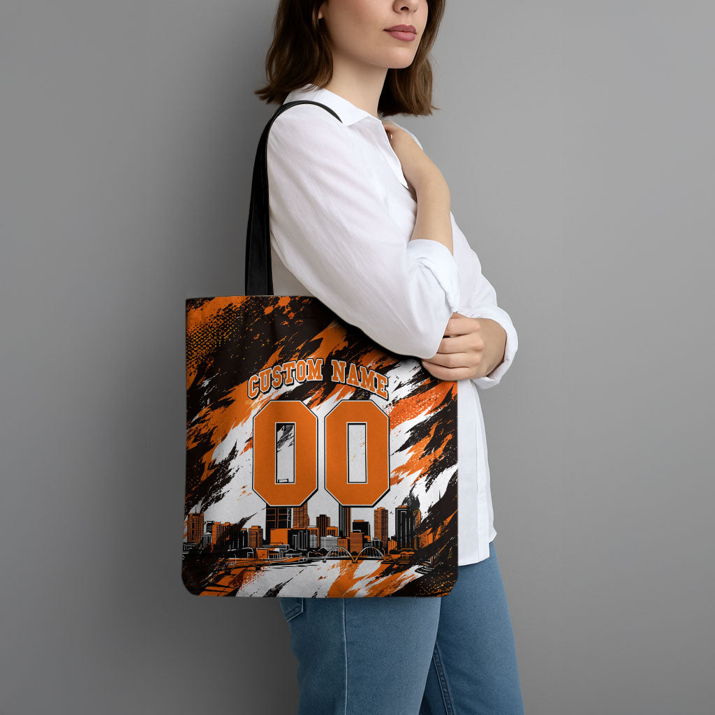 Personalised Perth Scorchers Cricket Fan Pride Tote Bag Dynamic Flaming Dragon Art With Perth City Skyline