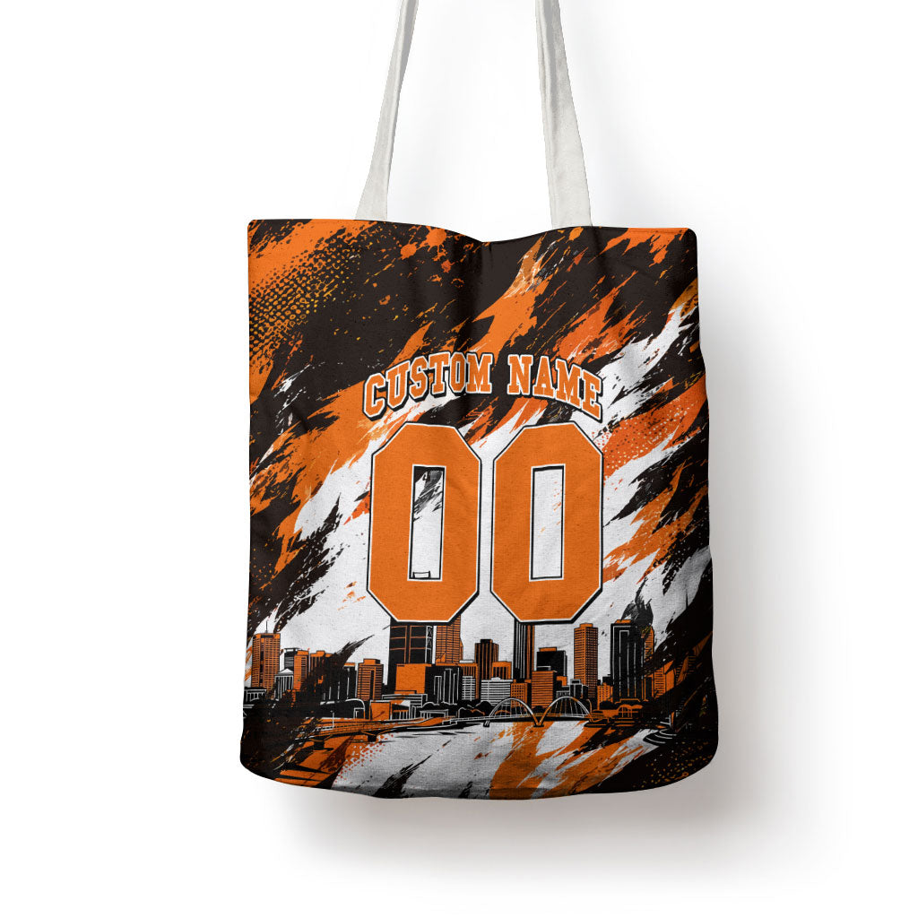 Personalised Perth Scorchers Cricket Fan Pride Tote Bag Dynamic Flaming Dragon Art With Perth City Skyline