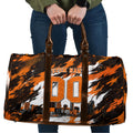 Personalised Perth Scorchers Cricket Fan Pride Travel Bag Dynamic Flaming Dragon Art With Perth City Skyline