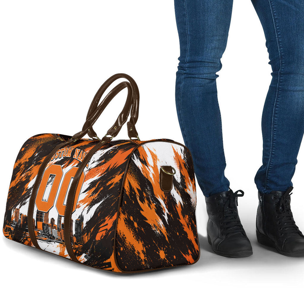Personalised Perth Scorchers Cricket Fan Pride Travel Bag Dynamic Flaming Dragon Art With Perth City Skyline