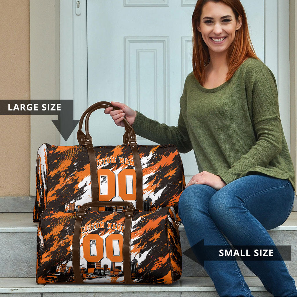 Personalised Perth Scorchers Cricket Fan Pride Travel Bag Dynamic Flaming Dragon Art With Perth City Skyline