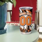Personalised Perth Scorchers Cricket Fan Pride Tumbler Cup Dynamic Flaming Dragon Art With Perth City Skyline