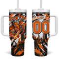Personalised Perth Scorchers Cricket Fan Pride Tumbler With Handle Dynamic Flaming Dragon Art With Perth City Skyline