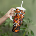 Personalised Perth Scorchers Cricket Fan Pride Tumbler With Handle Dynamic Flaming Dragon Art With Perth City Skyline
