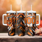 Personalised Perth Scorchers Cricket Fan Pride Tumbler With Handle Dynamic Flaming Dragon Art With Perth City Skyline