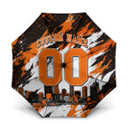 Personalised Perth Scorchers Cricket Fan Pride Umbrella Dynamic Flaming Dragon Art With Perth City Skyline