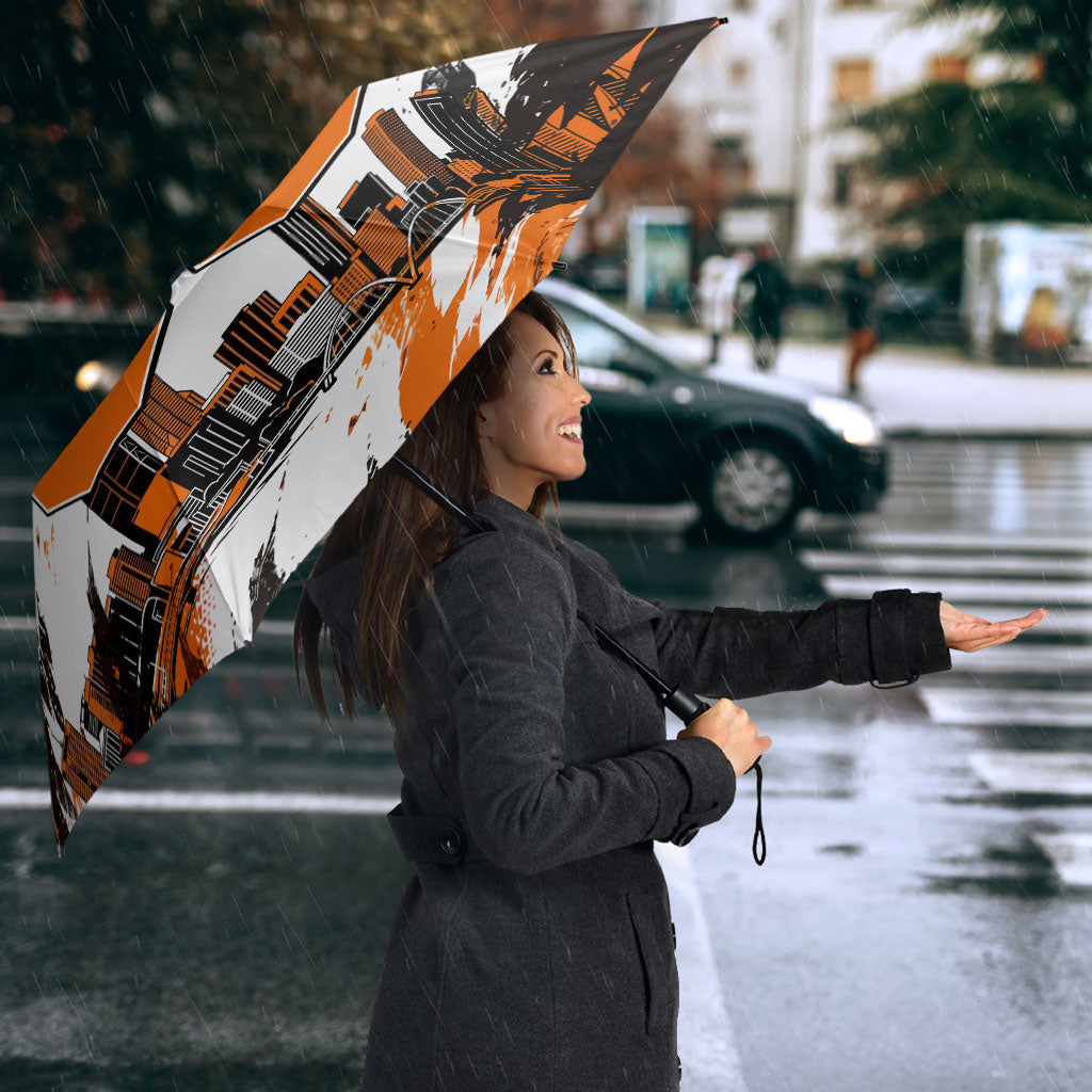 Personalised Perth Scorchers Cricket Fan Pride Umbrella Dynamic Flaming Dragon Art With Perth City Skyline