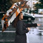 Personalised Perth Scorchers Cricket Fan Pride Umbrella Dynamic Flaming Dragon Art With Perth City Skyline
