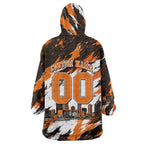 Personalised Perth Scorchers Cricket Fan Pride Wearable Blanket Hoodie Dynamic Flaming Dragon Art With Perth City Skyline