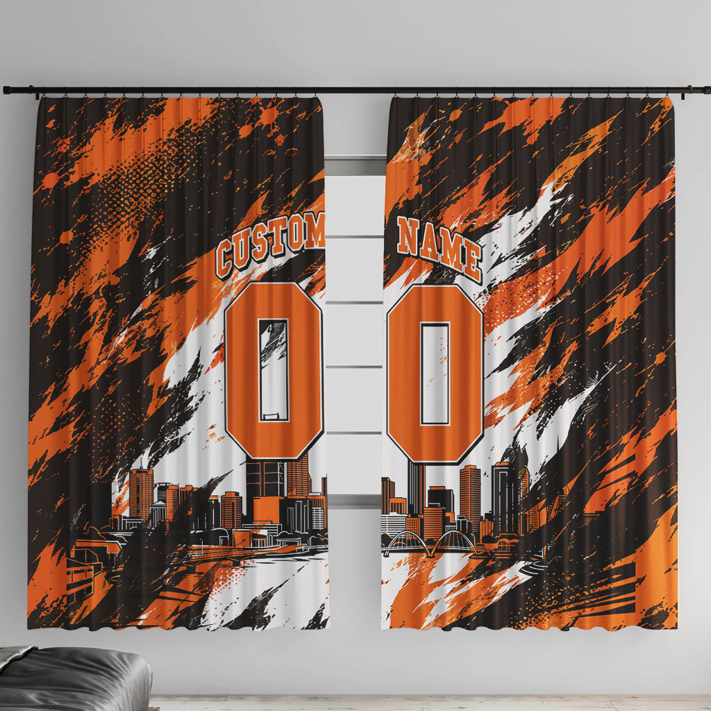Personalised Perth Scorchers Cricket Fan Pride Window Curtain Dynamic Flaming Dragon Art With Perth City Skyline