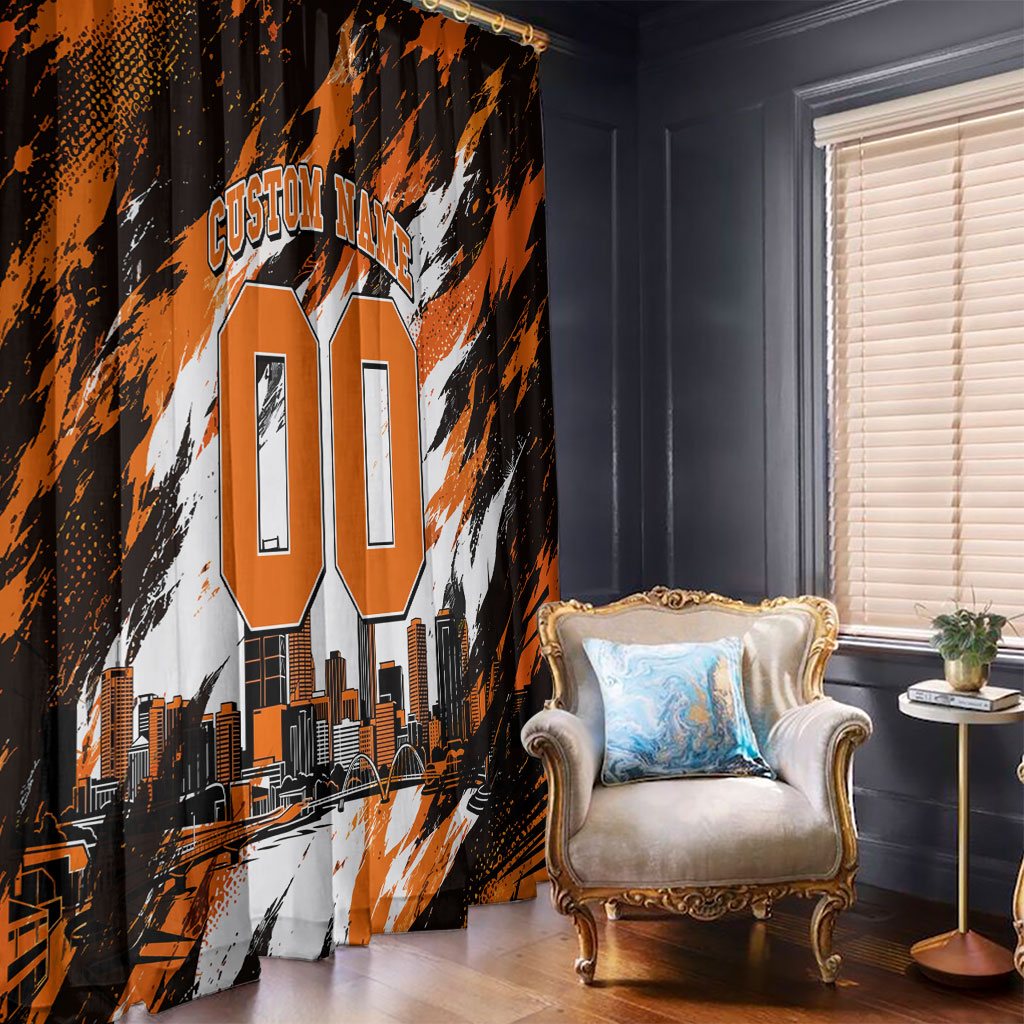 Personalised Perth Scorchers Cricket Fan Pride Window Curtain Dynamic Flaming Dragon Art With Perth City Skyline