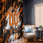 Personalised Perth Scorchers Cricket Fan Pride Window Curtain Dynamic Flaming Dragon Art With Perth City Skyline
