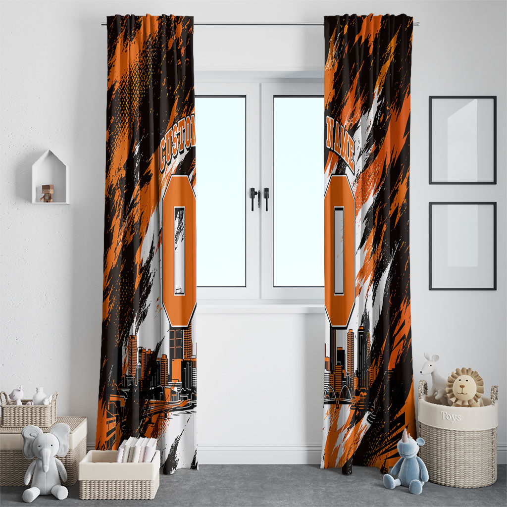 Personalised Perth Scorchers Cricket Fan Pride Window Curtain Dynamic Flaming Dragon Art With Perth City Skyline